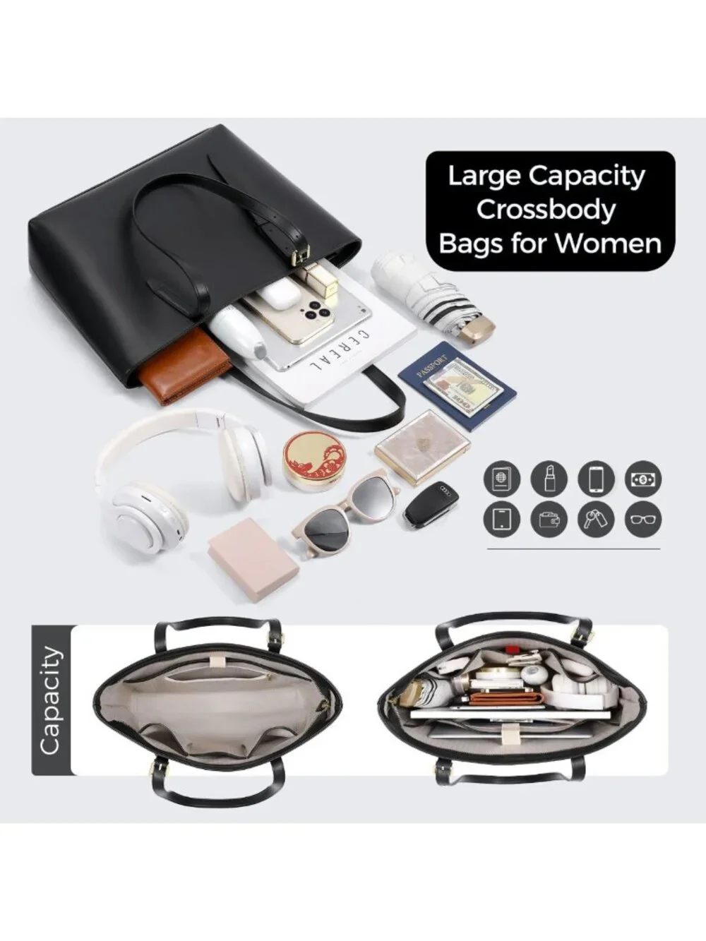 Stylish Soft Faux Leather Tote Bag for Women - Perfect for Work, Daily, Office